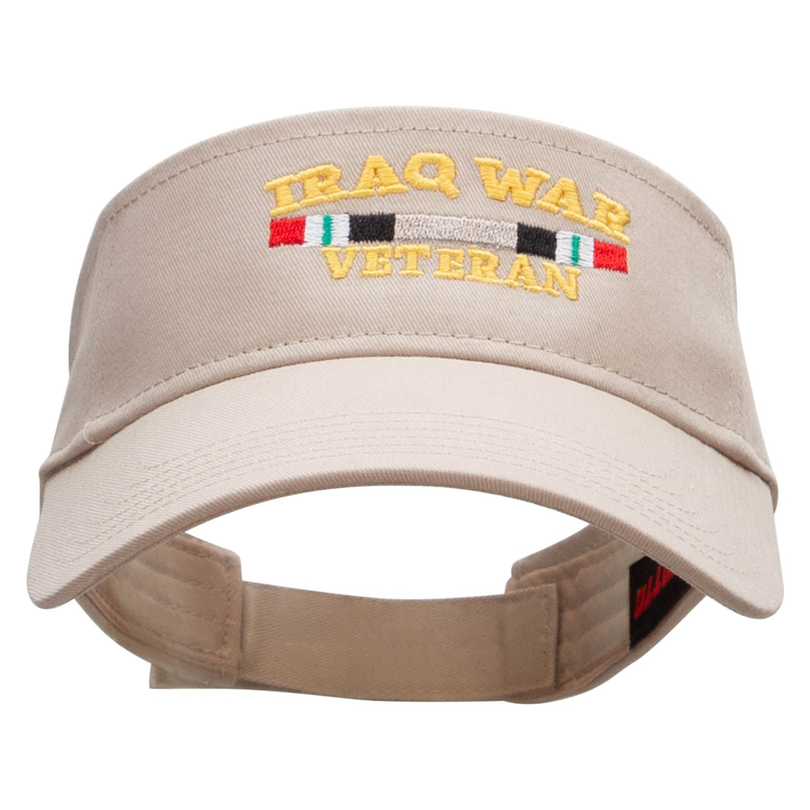 Iraq Vet Ribbon Embroidered Cotton Twill Sun Visor - Khaki OSFM