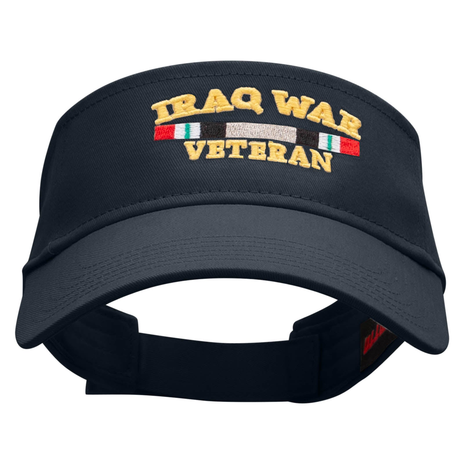 Iraq Vet Ribbon Embroidered Cotton Twill Sun Visor - Navy OSFM