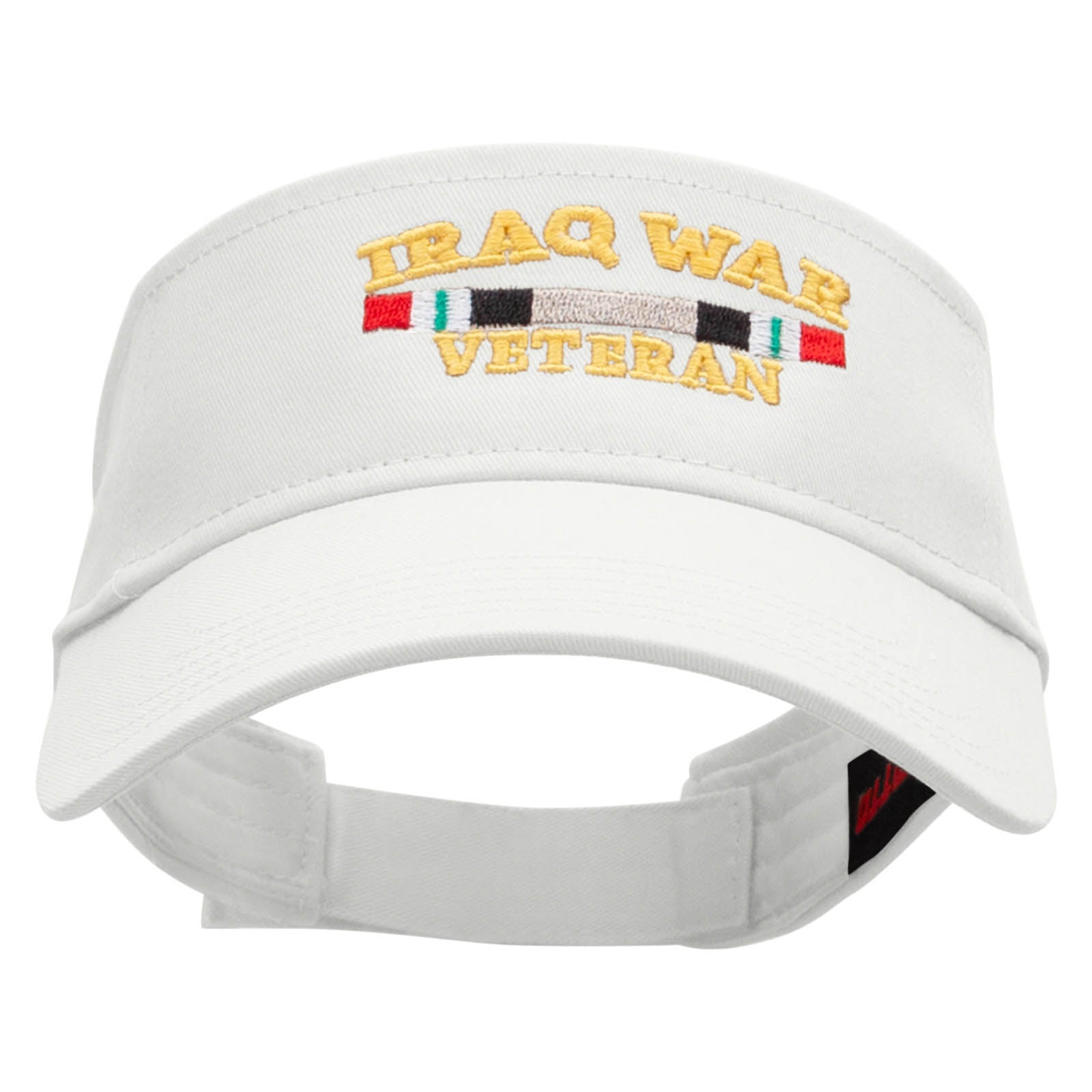 Iraq Vet Ribbon Embroidered Cotton Twill Sun Visor - White OSFM