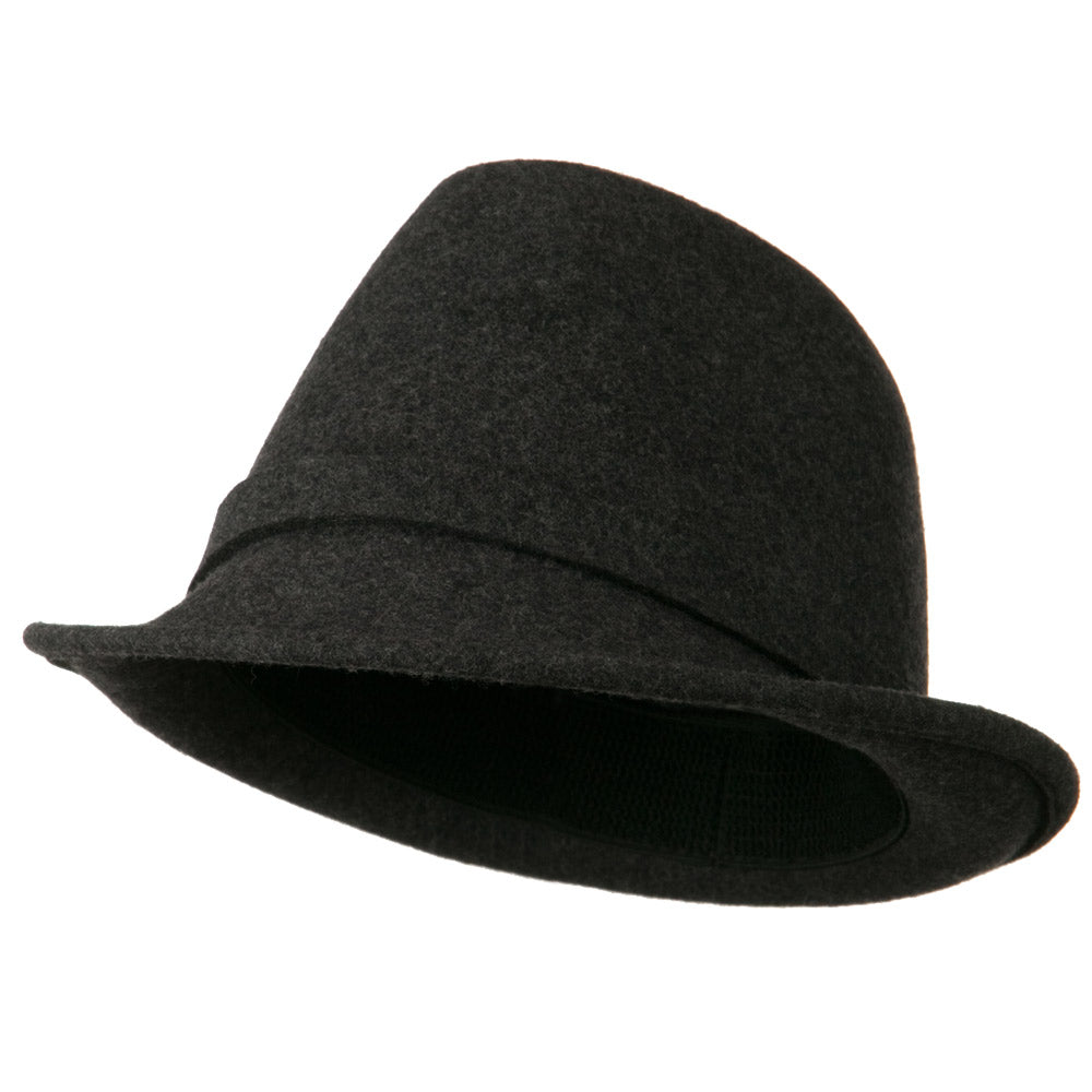 Women&#039;s Jewel Button Fedora Hat - Grey OSFM