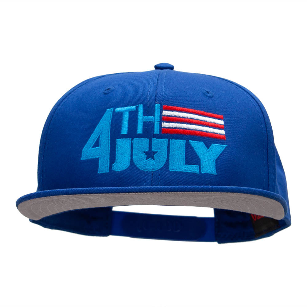 4th Of July Striped Embroidered Prostyle Snapback - Royal OSFM