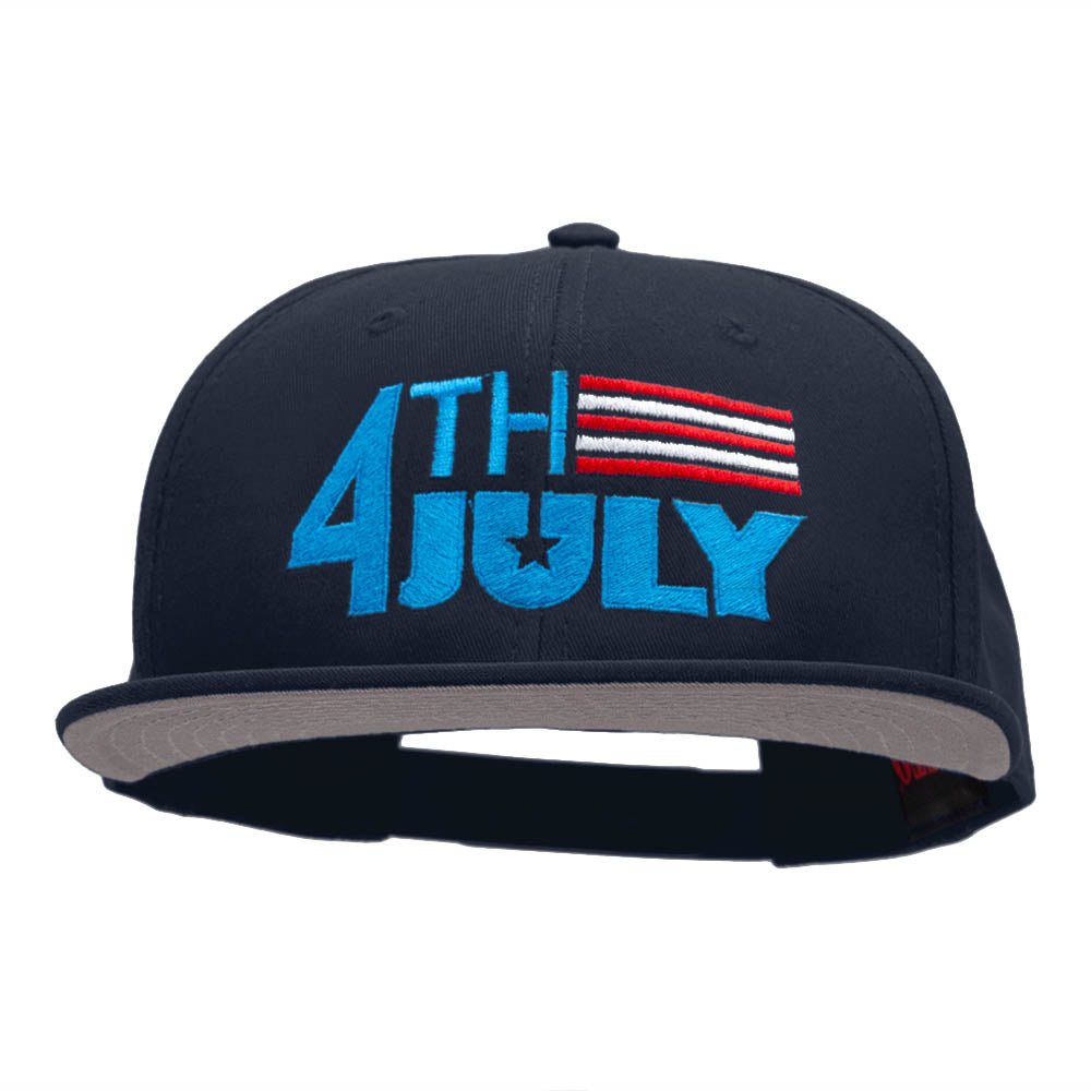 4th Of July Striped Embroidered Prostyle Snapback - Navy OSFM