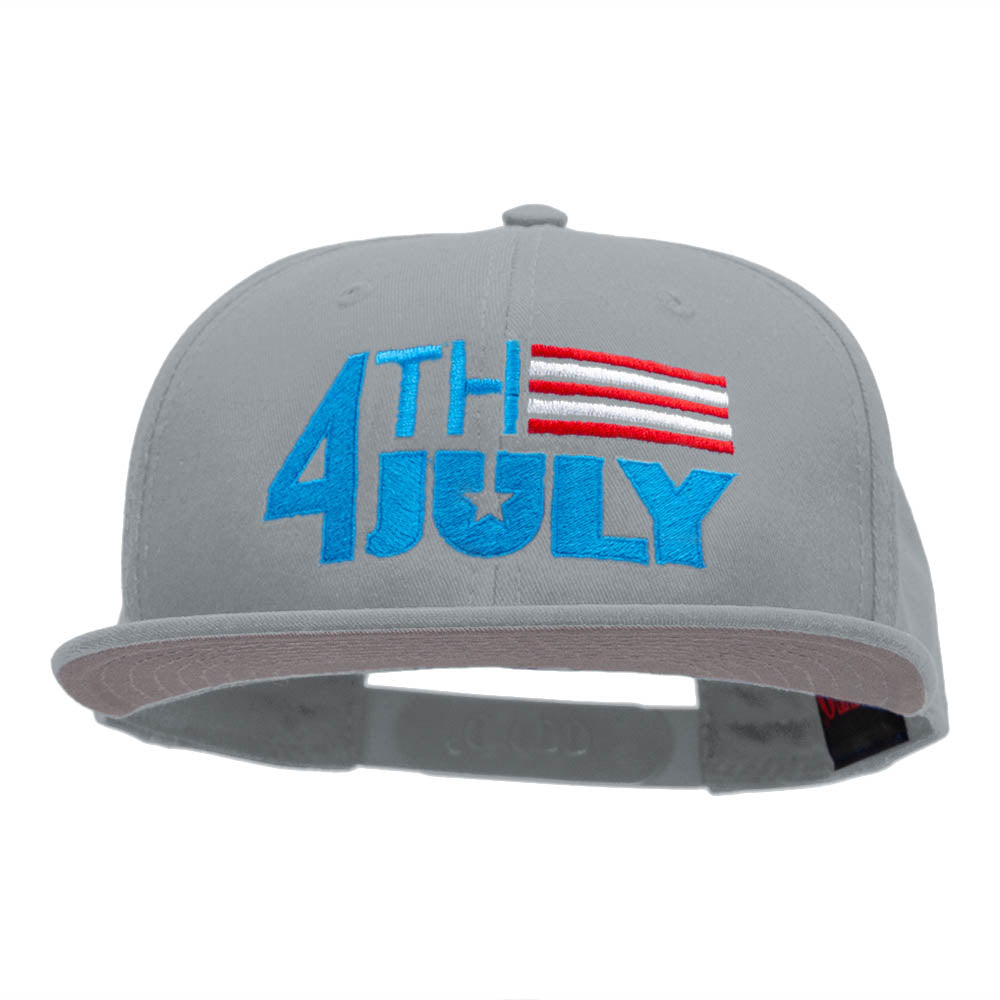 4th Of July Striped Embroidered Prostyle Snapback - Grey OSFM