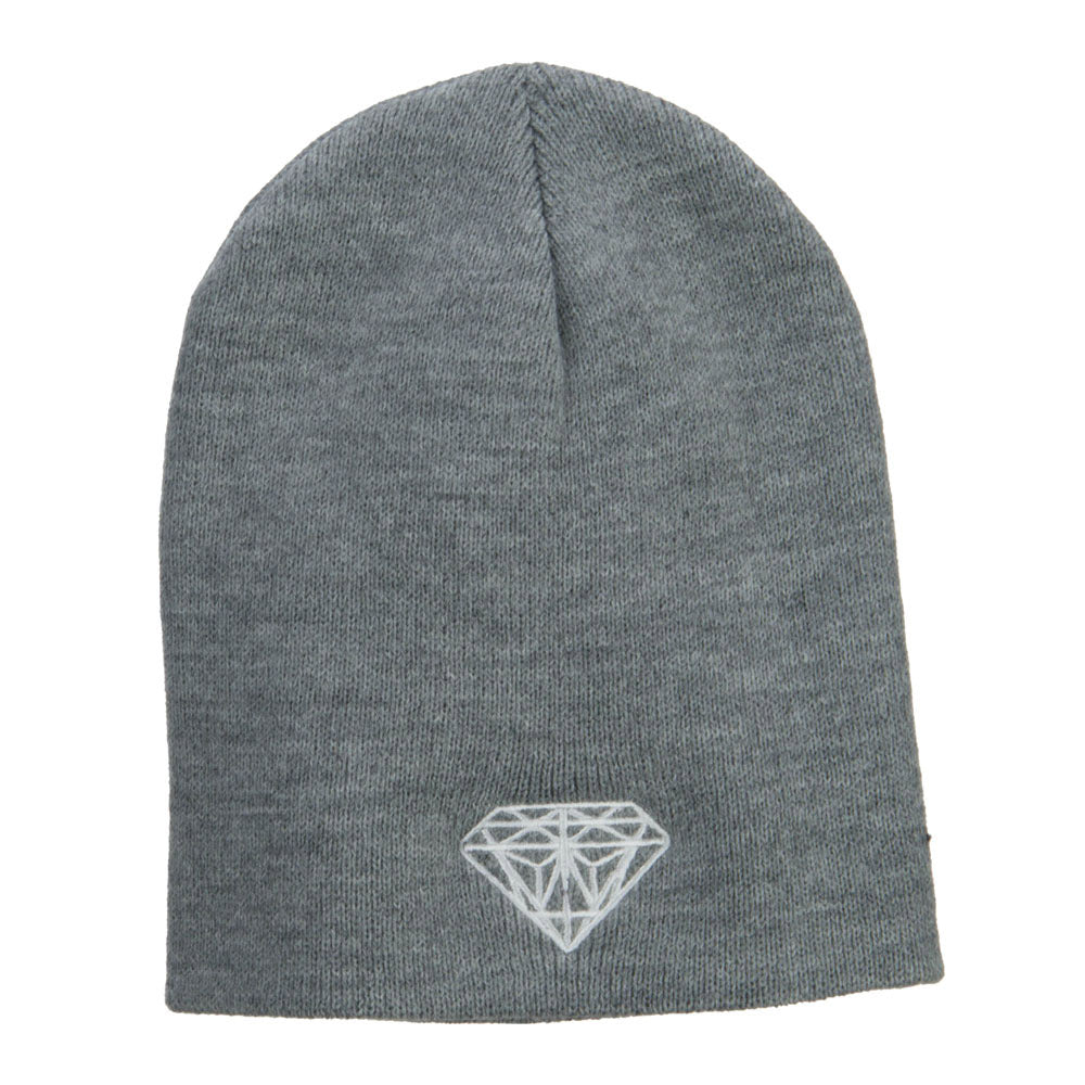 Big Size Diamond Embroidered Short Beanie - Grey XL-3XL