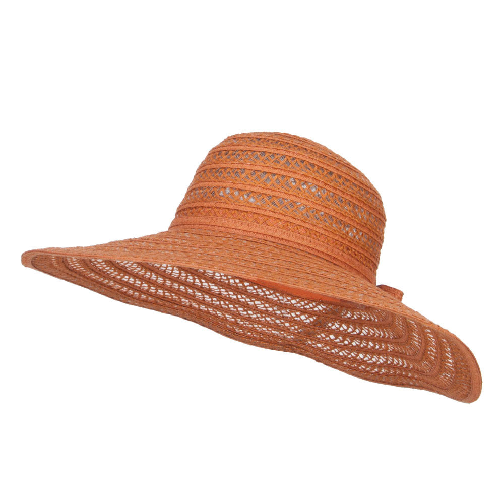 Ladies Jute Braid Ribbon Hat - Rust OSFM