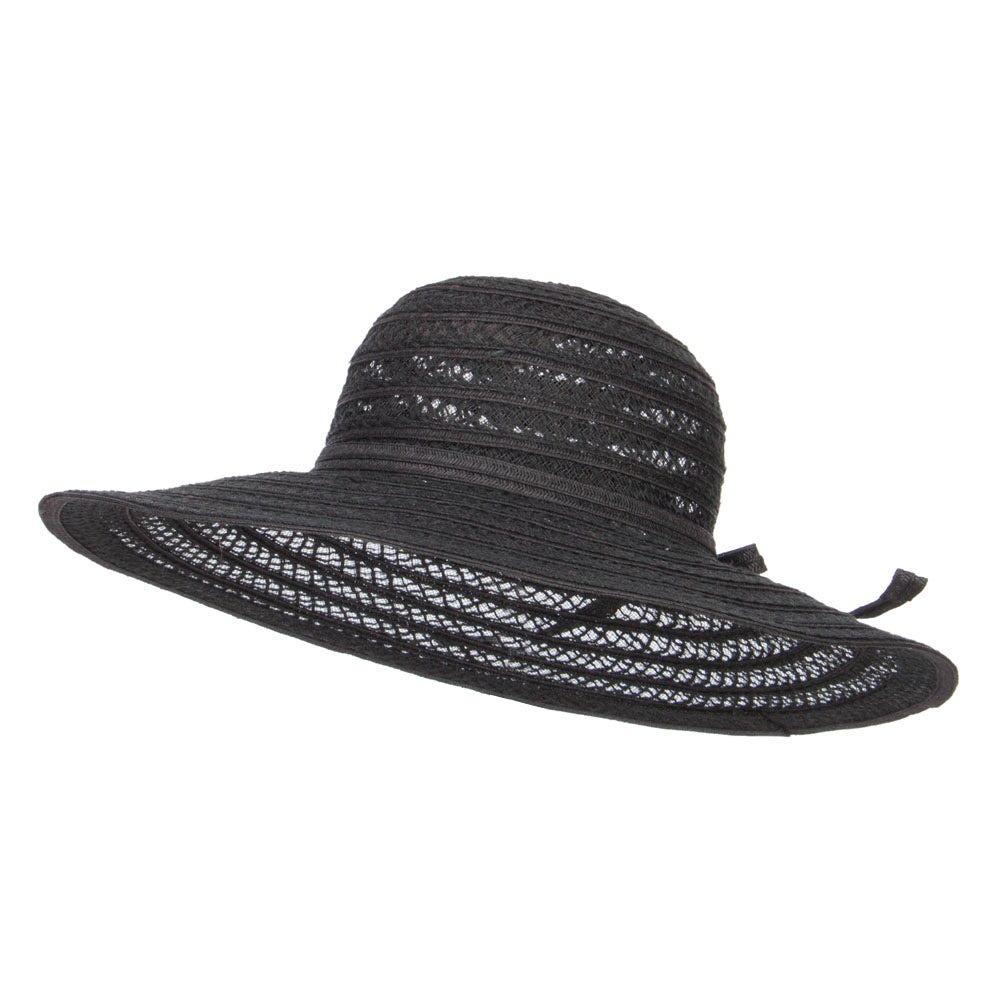 Ladies Jute Braid Ribbon Hat - Black OSFM