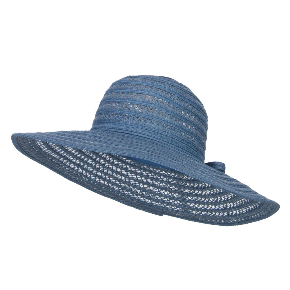 Ladies Jute Braid Ribbon Hat - Blue OSFM