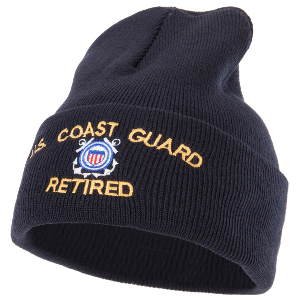 US Coast Guard Retired Embroidered Long Beanie - Navy OSFM