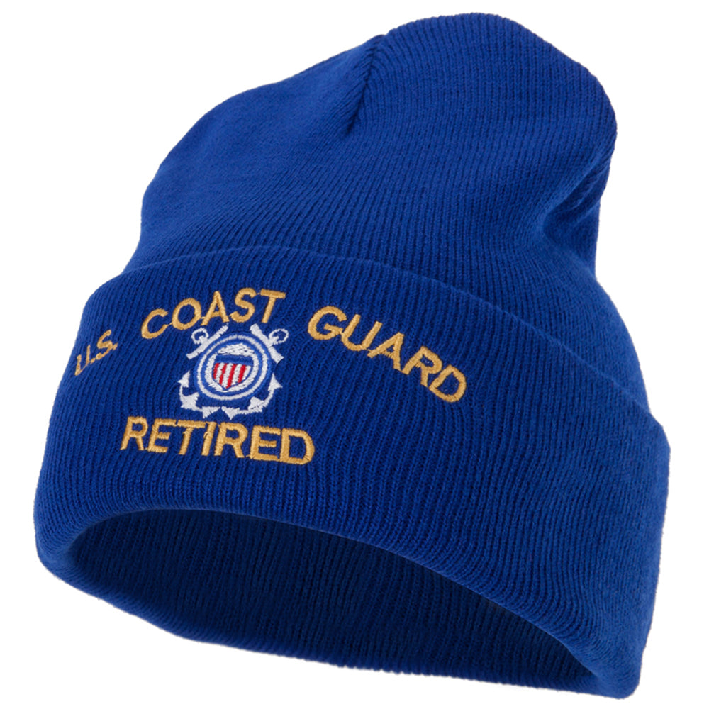 US Coast Guard Retired Embroidered Long Beanie - Royal OSFM