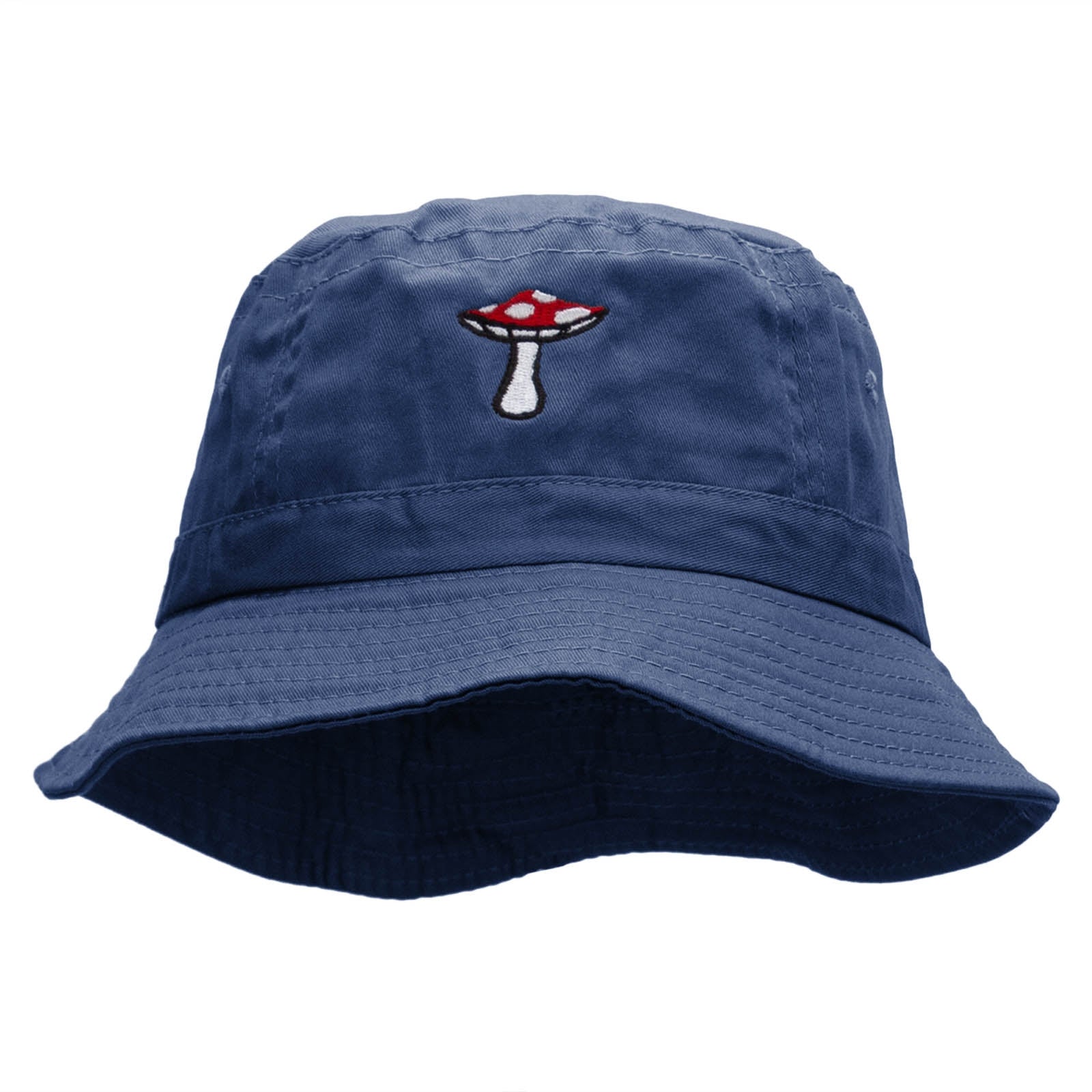 Toadstool Mushroom Embroidered Bucket Hat - Periwinkle OSFM