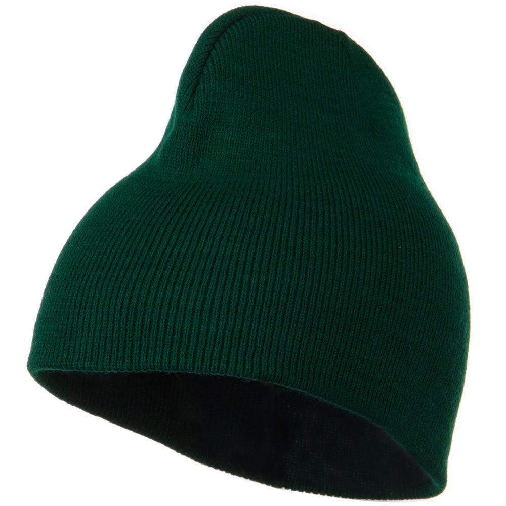 8 Inch Knitted Short Beanie - Dark Green OSFM