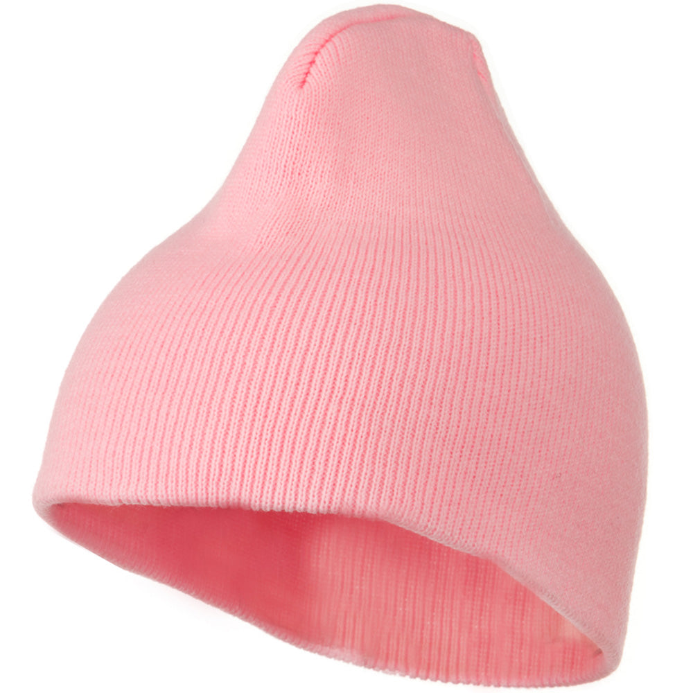8 Inch Knitted Short Beanie - Pink OSFM