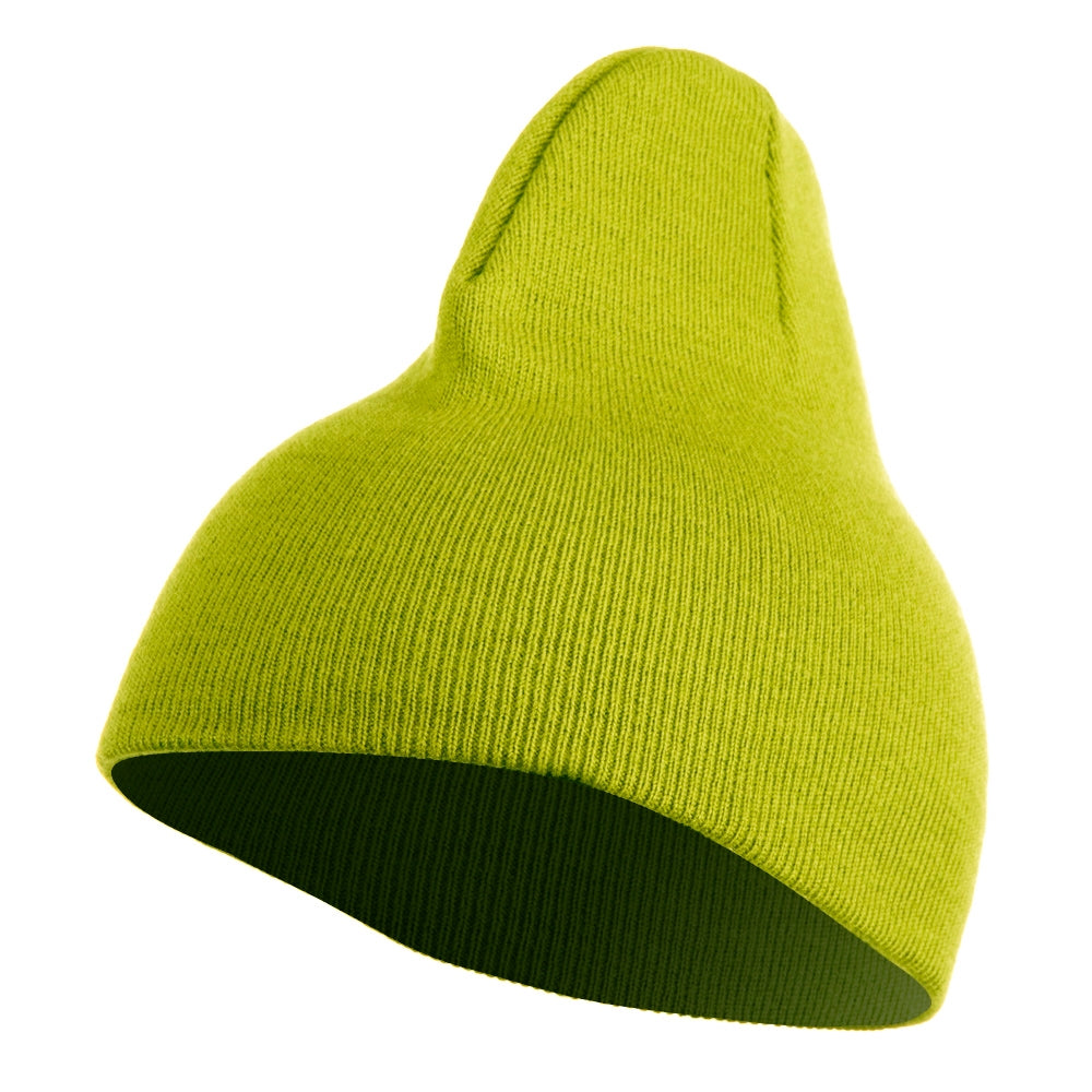 8 Inch Knitted Short Beanie - Lime OSFM