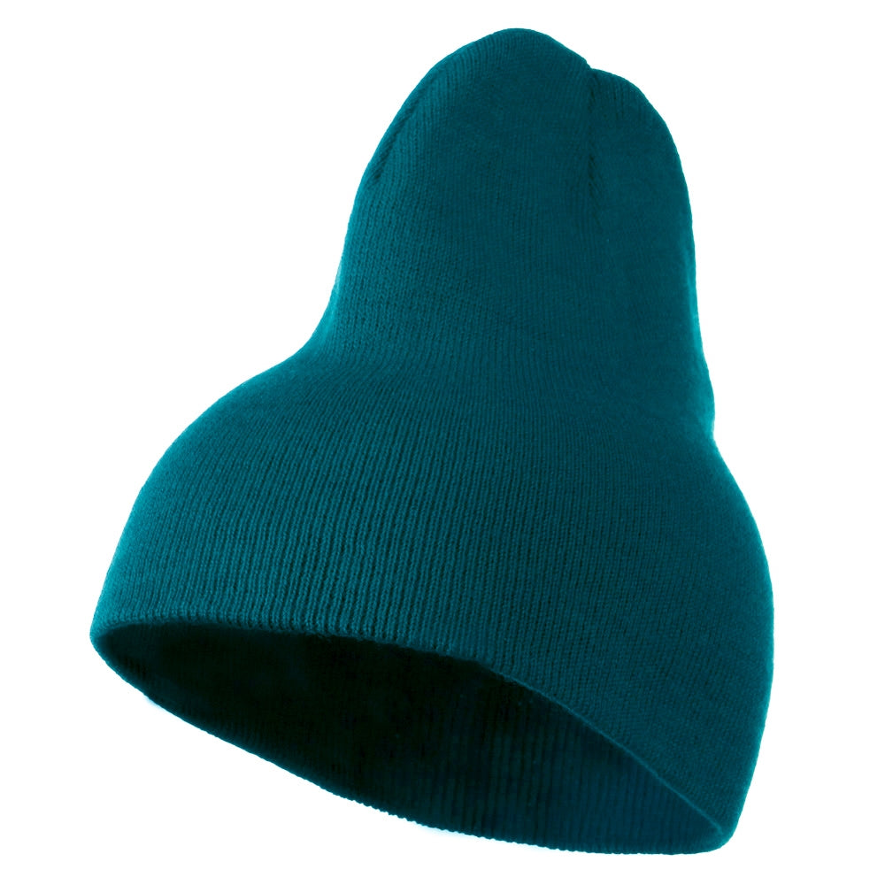 8 Inch Knitted Short Beanie - Turquoise OSFM