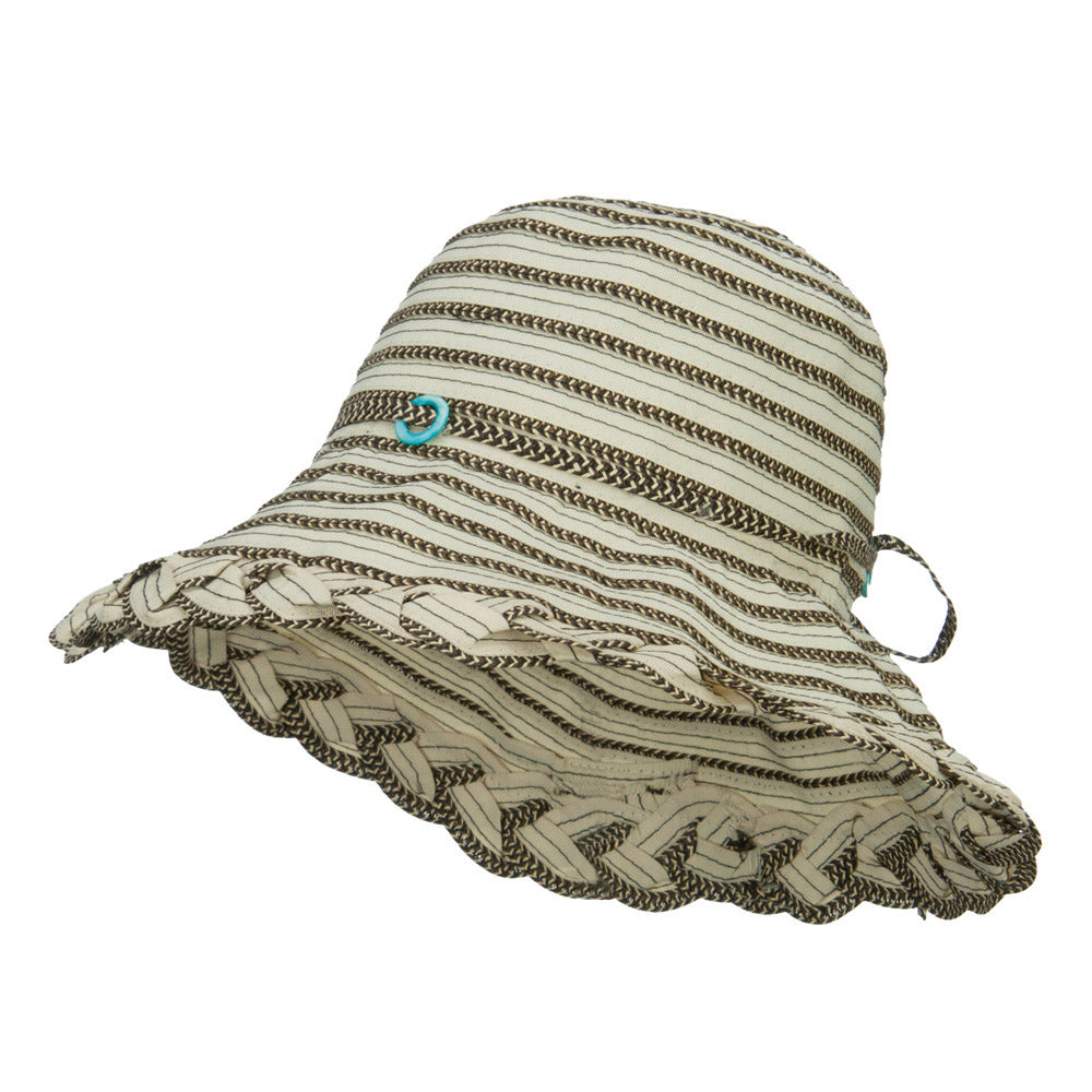 Classic Braid Striped Bucket Hat - Cream OSFM