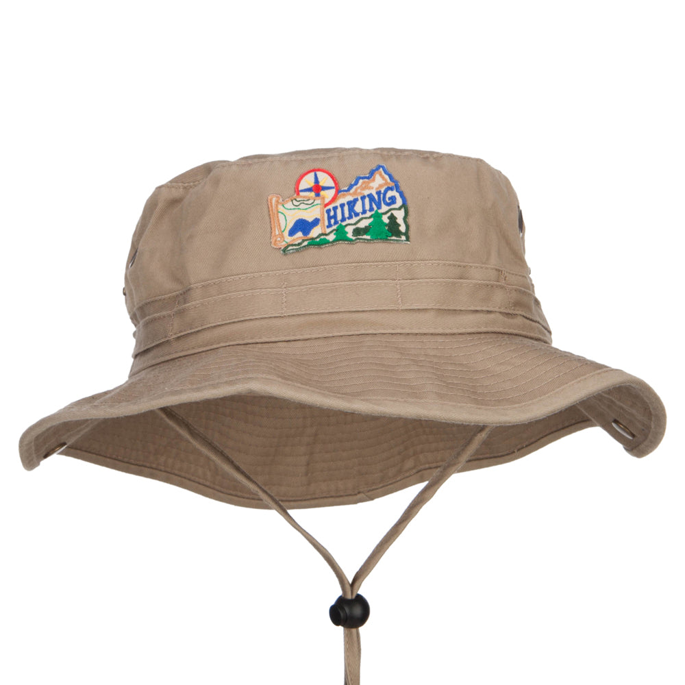 Hiking Map Patched Washed Hunting Hat - Khaki M