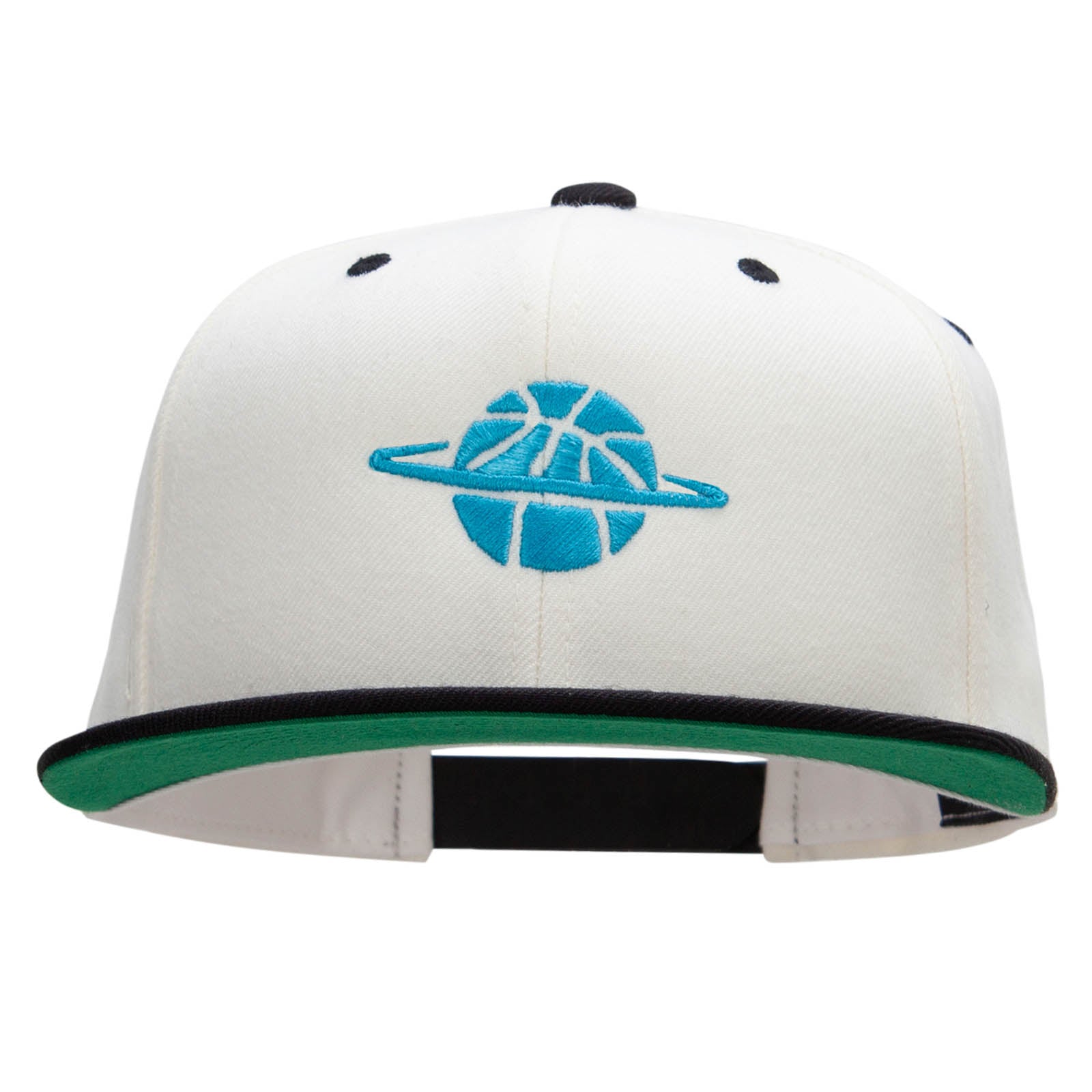 Basketball World Embroidered Wool Blend Classic Snapback - Natural Black OSFM