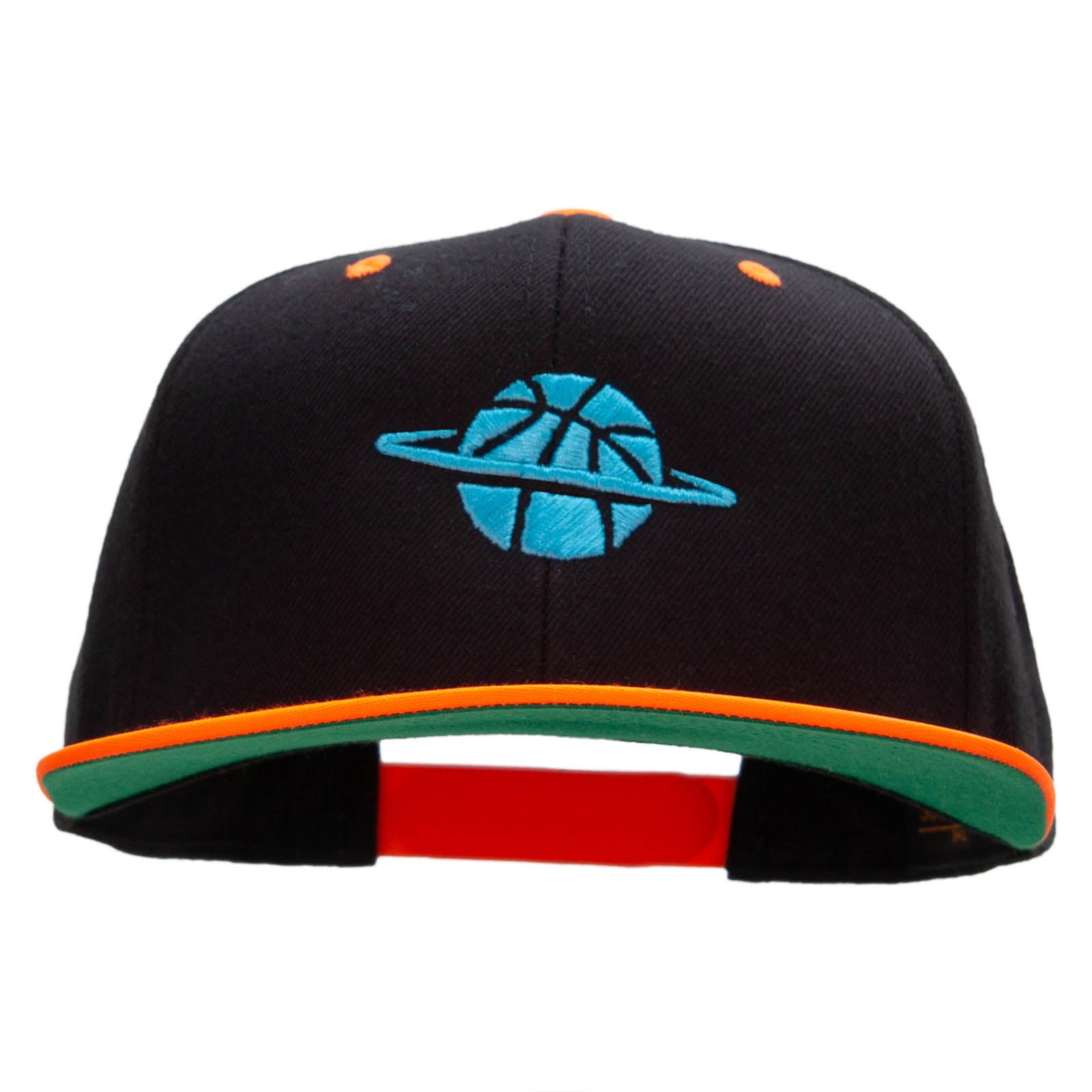 Basketball World Embroidered Wool Blend Classic Snapback - Black Orange OSFM