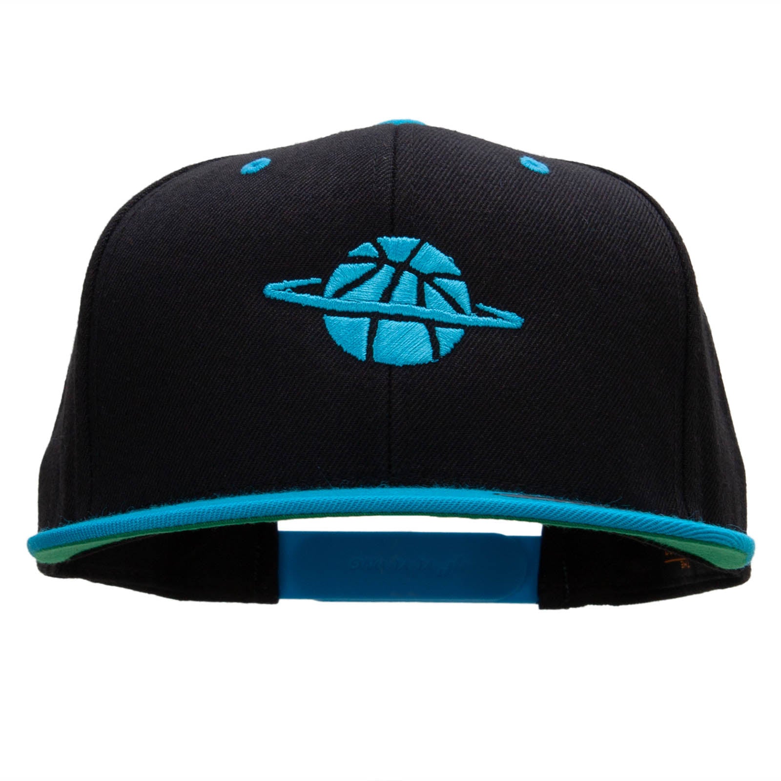 Basketball World Embroidered Wool Blend Classic Snapback - Black Teal OSFM