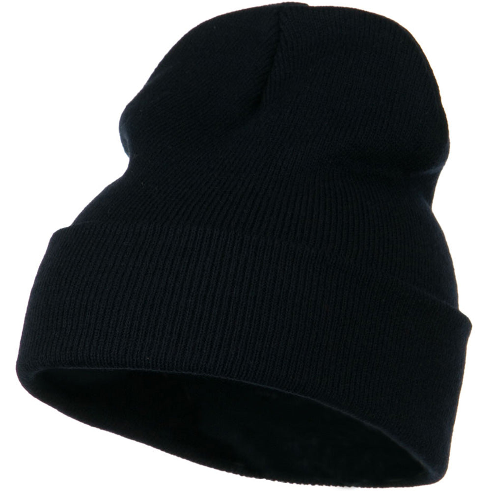 12 Inch Long Knitted Beanie - Navy OSFM