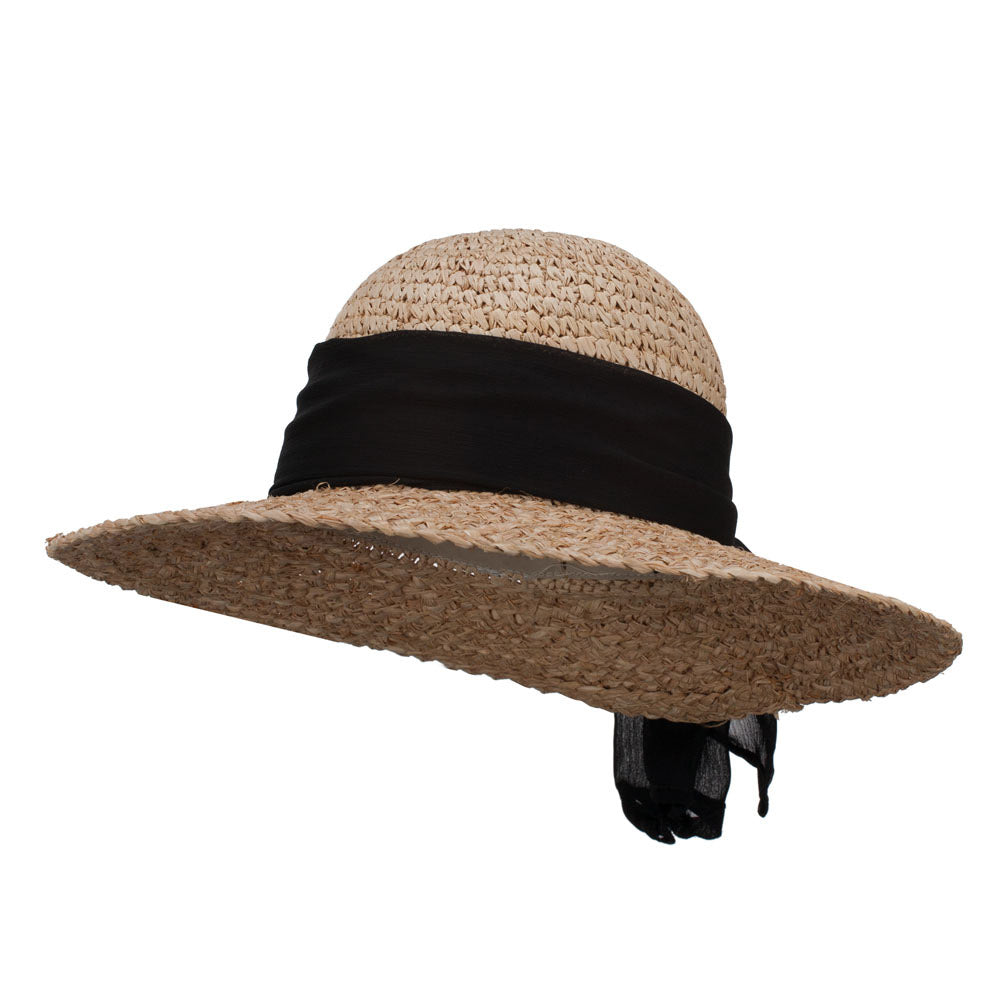 Accent Scarf Straw Sun Hat - Natural OSFM