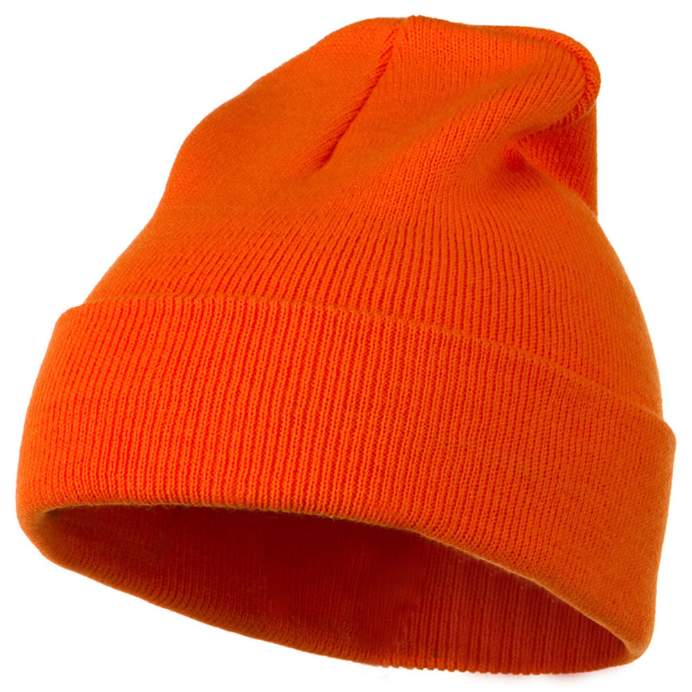 12 Inch Long Knitted Beanie - Orange OSFM