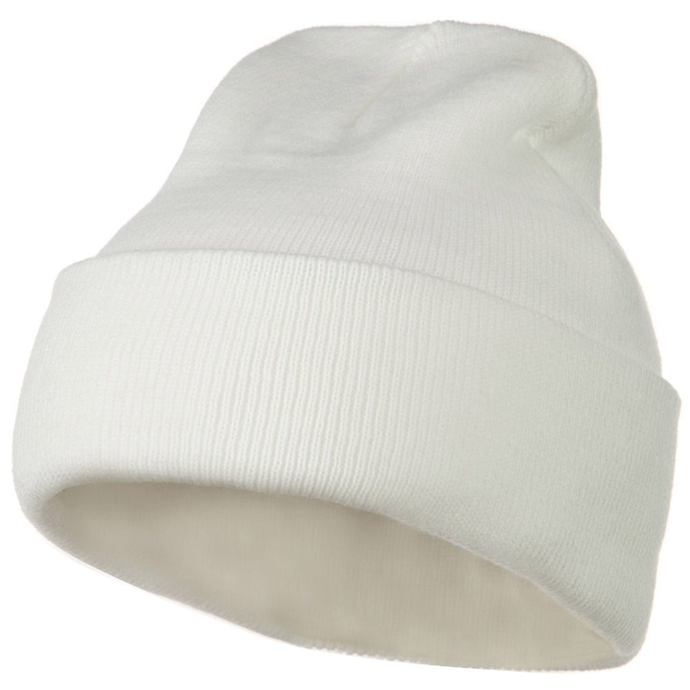 12 Inch Long Knitted Beanie - White OSFM