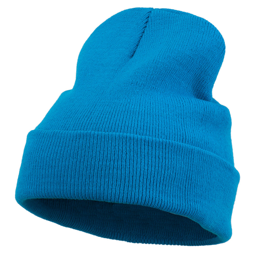 12 Inch Long Knitted Beanie - Aqua OSFM