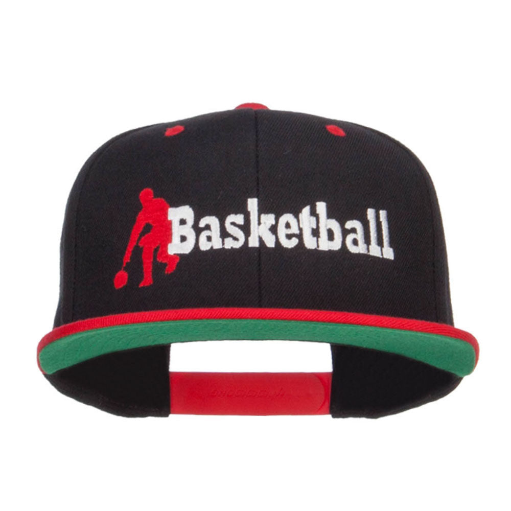 Basketball Player Embroidered Two Tone Snapback - Black Red OSFM