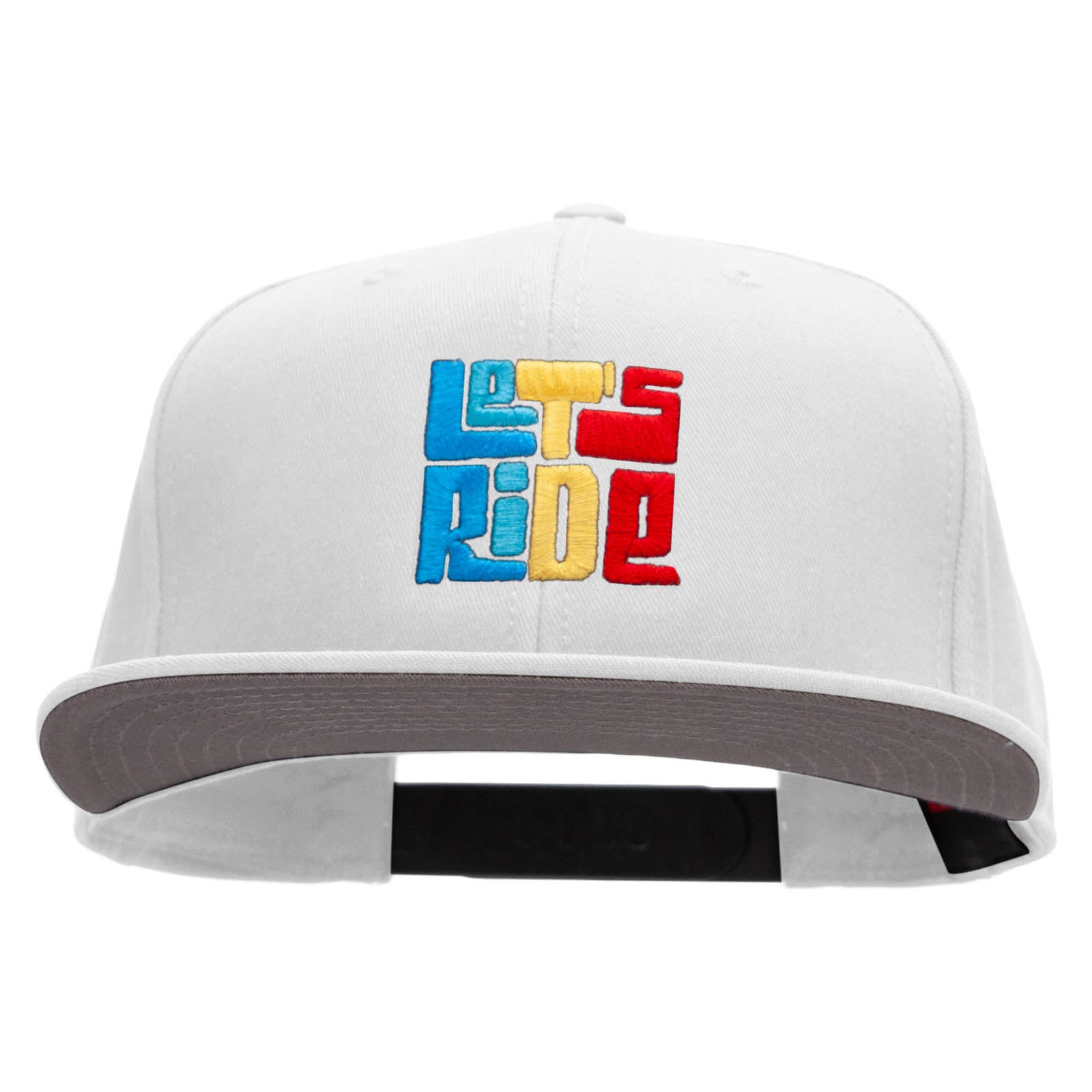 Let&#039;s Ride Boxed Embroidered Prostyle Snapback - White OSFM