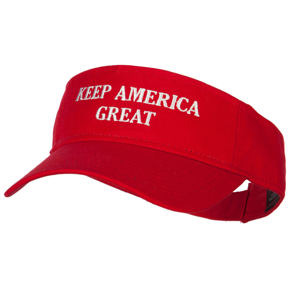 Keep America Great Two Line Letters Embroidered Cotton Sun Visor - Red OSFM