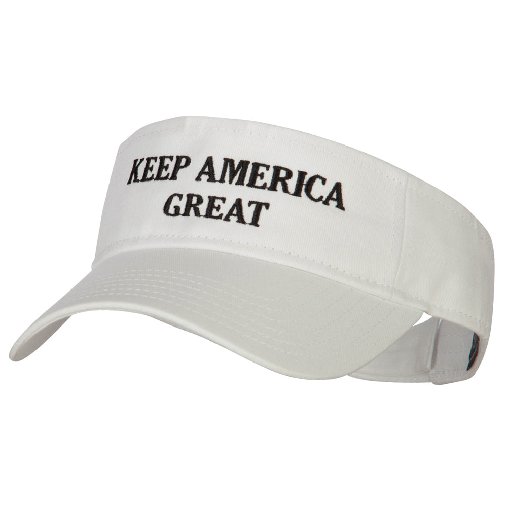 Keep America Great Two Line Letters Embroidered Cotton Sun Visor - White OSFM