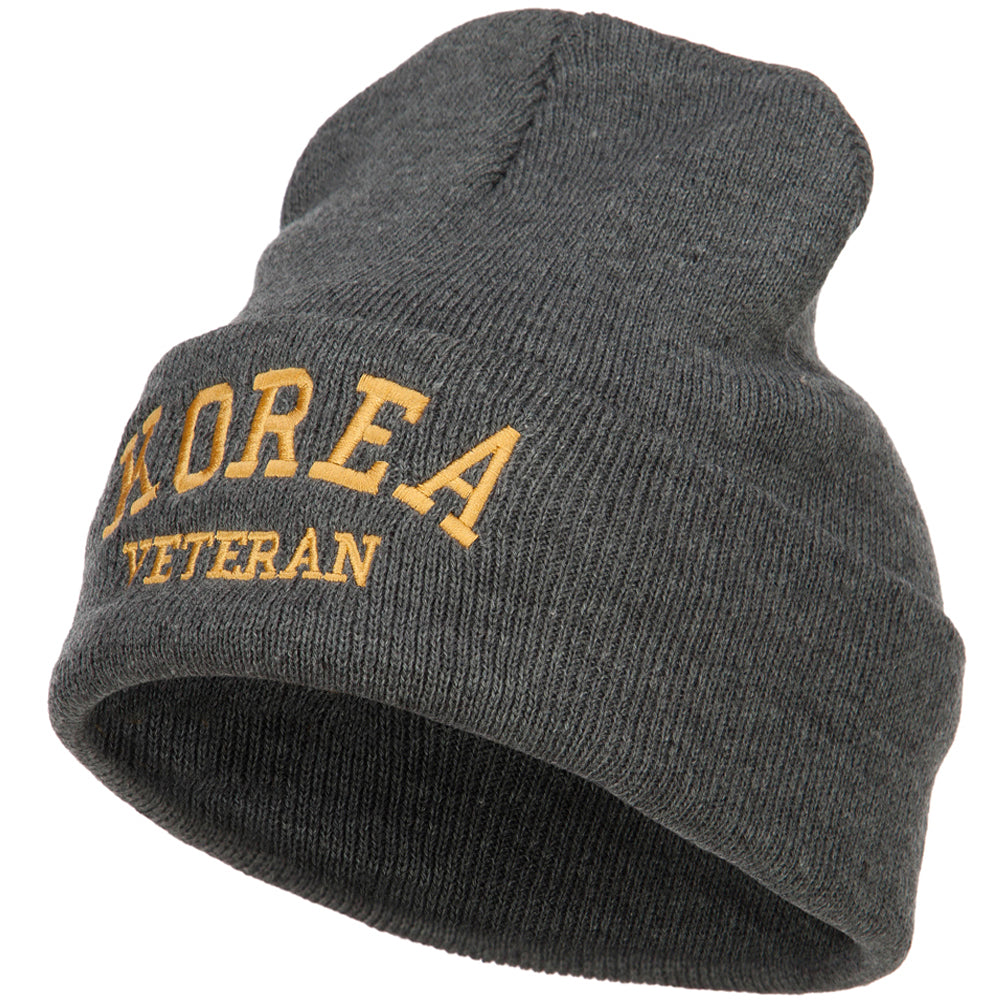 Korea Veteran Embroidered Long Beanie - Dk Grey OSFM