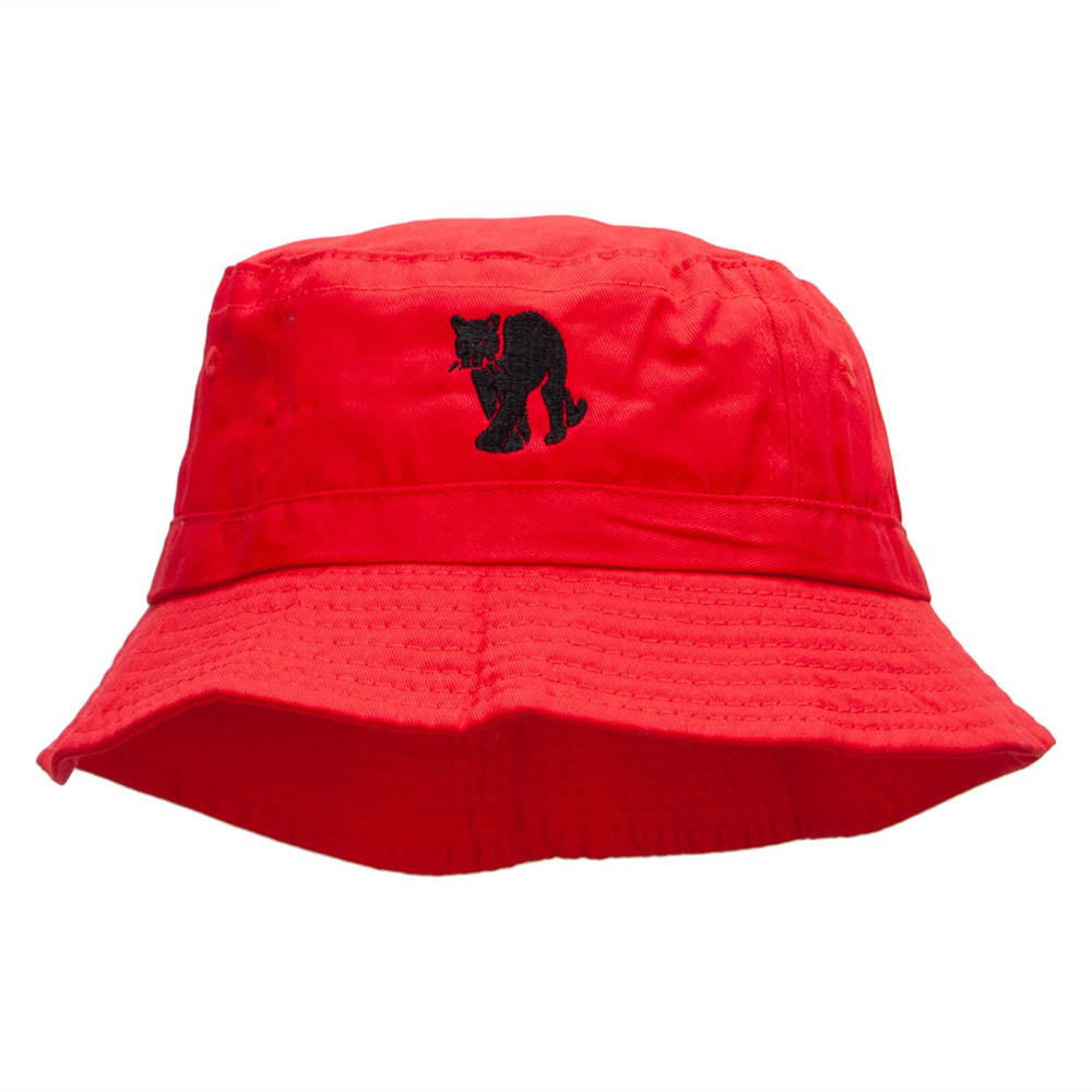 Panther Strut Embroidered Bucket Hat - Red OSFM