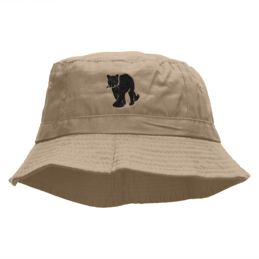 Panther Strut Embroidered Bucket Hat - Khaki OSFM