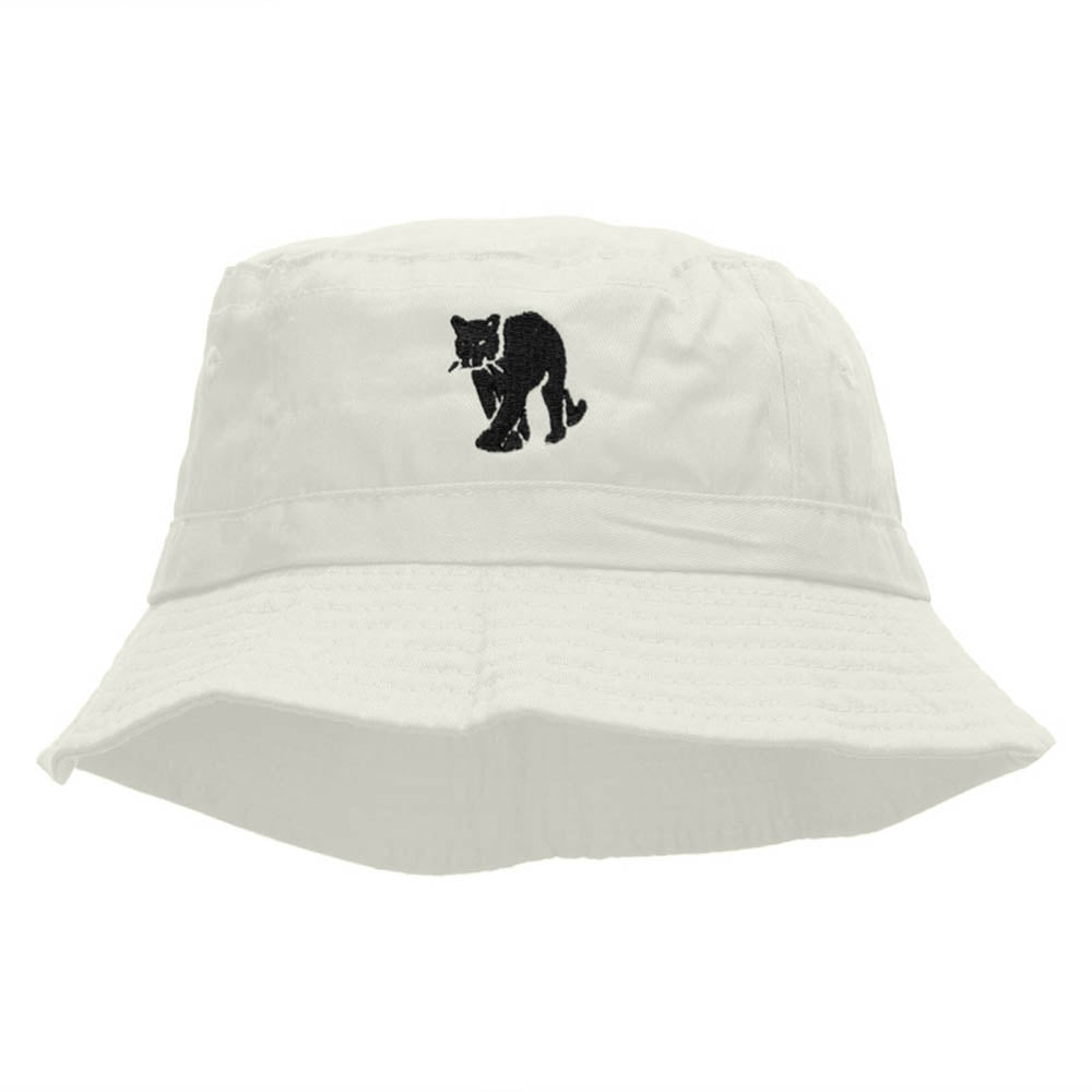 Panther Strut Embroidered Bucket Hat - White OSFM