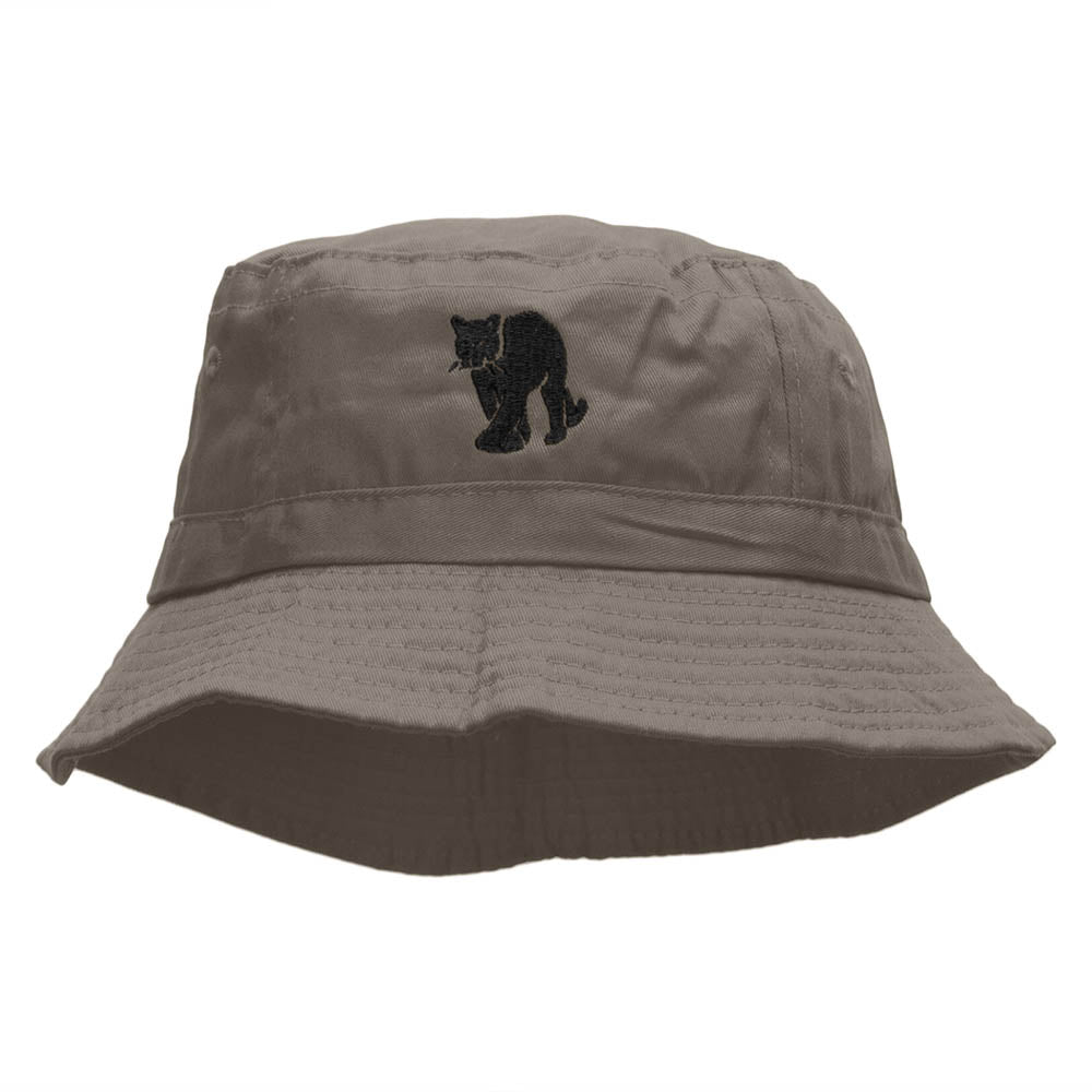 Panther Strut Embroidered Bucket Hat - Charcoal OSFM