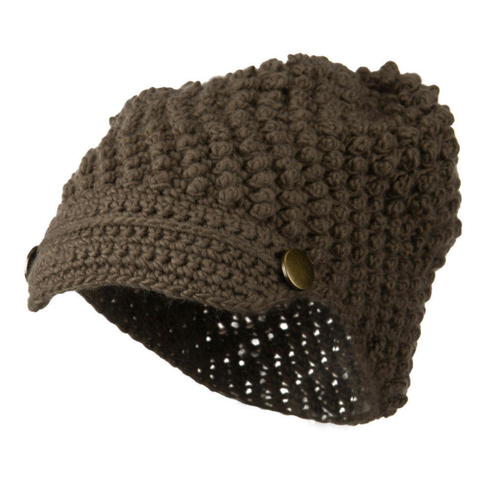 Woman&#039;s Knotted Woven Soft Brim Beanie - Mocha OSFM