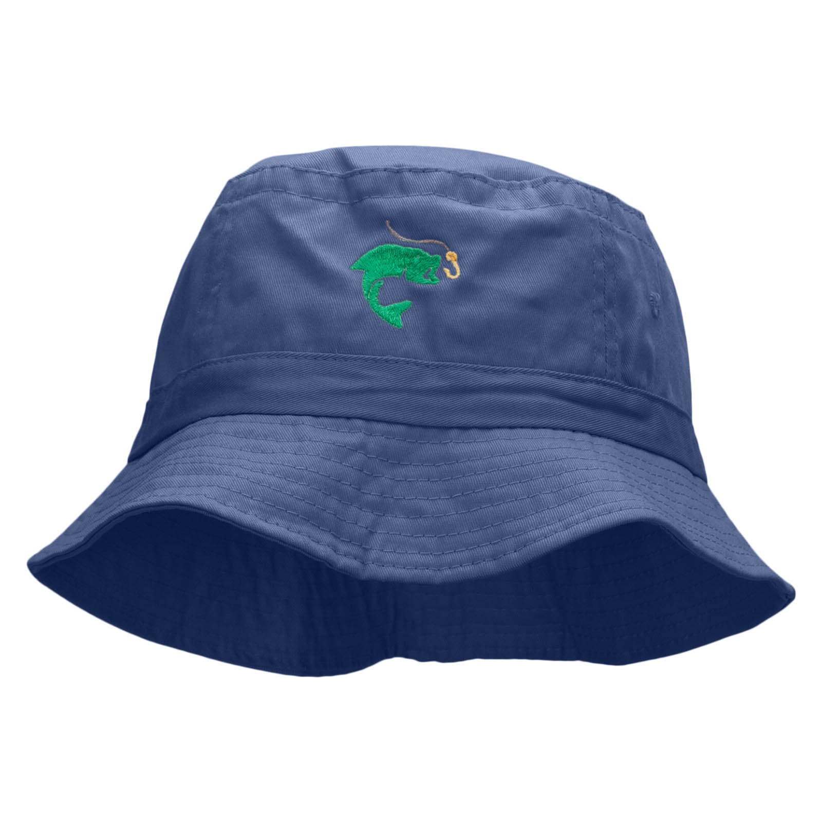 Hook Line and Fishy Embroidered Bucket Hat - Periwinkle OSFM