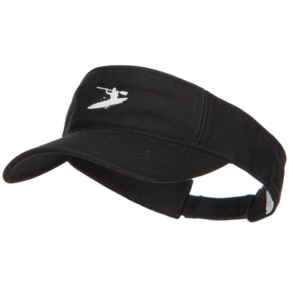 Sport Kayak Embroidered Cotton Washed Visor - Black OSFM