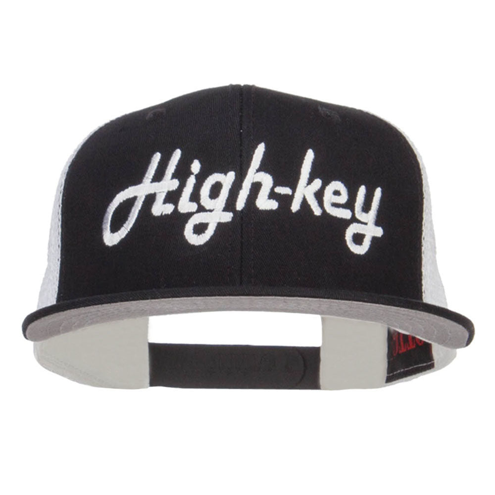 High Key Embroidered Premium Mesh Snapback - Black White OSFM