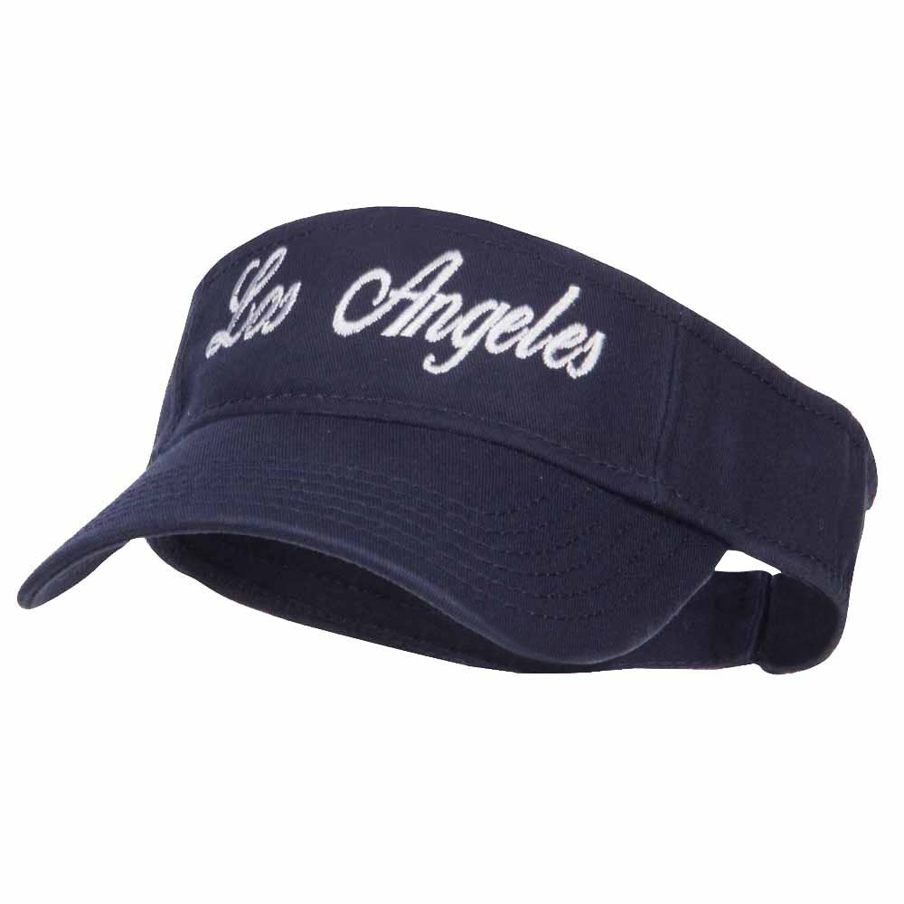 Los Angeles Embroidered Washed Cotton Visor - Navy OSFM