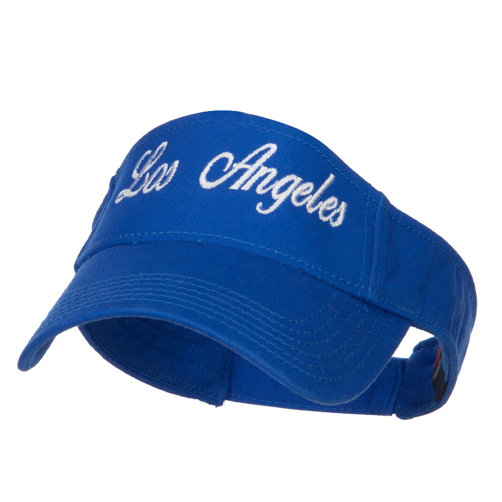 Los Angeles Embroidered Washed Cotton Visor - Royal OSFM