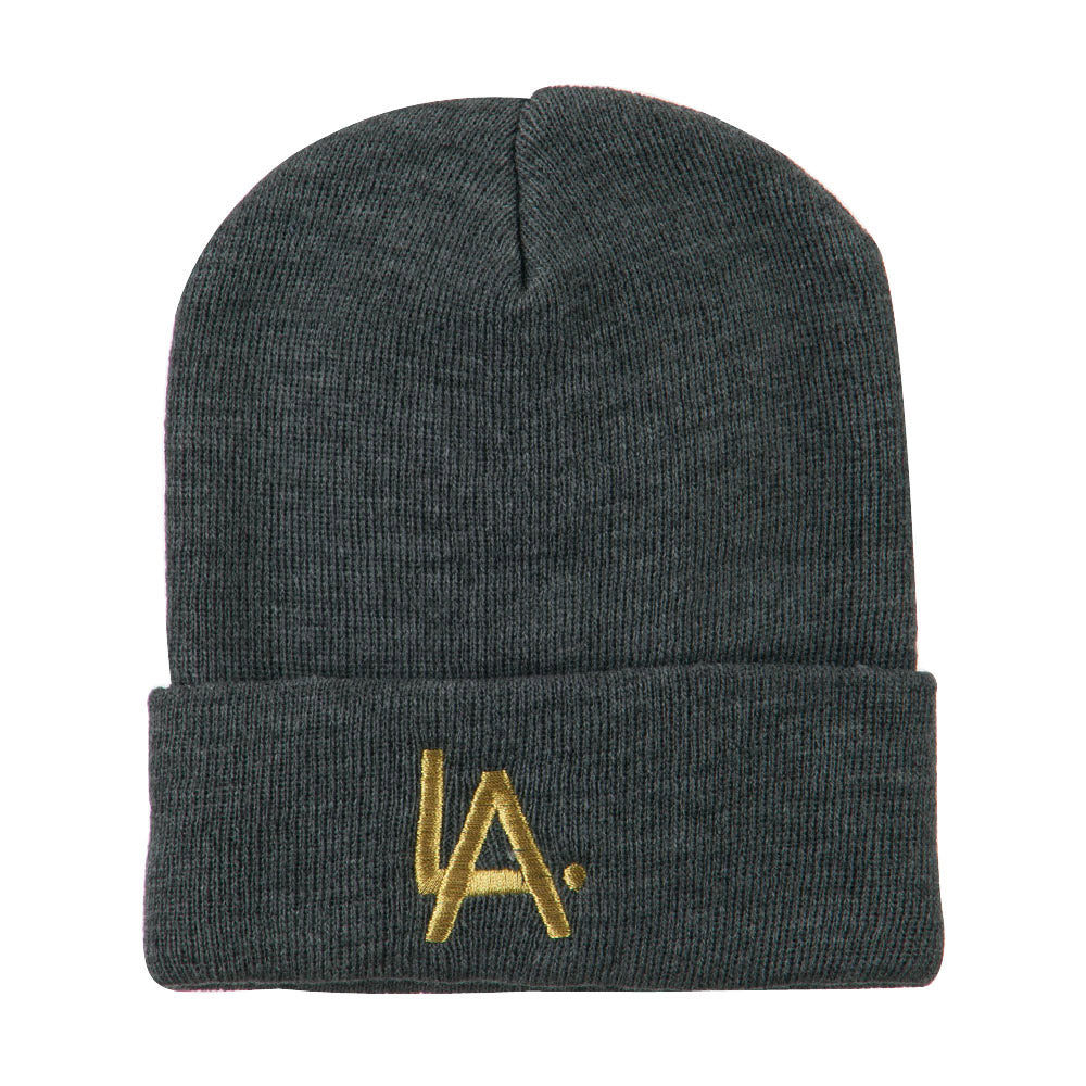 LA Embroidered Long Beanie - Grey OSFM