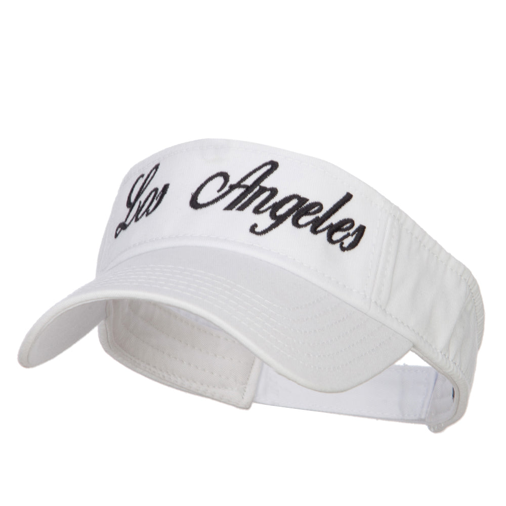 Los Angeles Embroidered Washed Cotton Visor - White OSFM