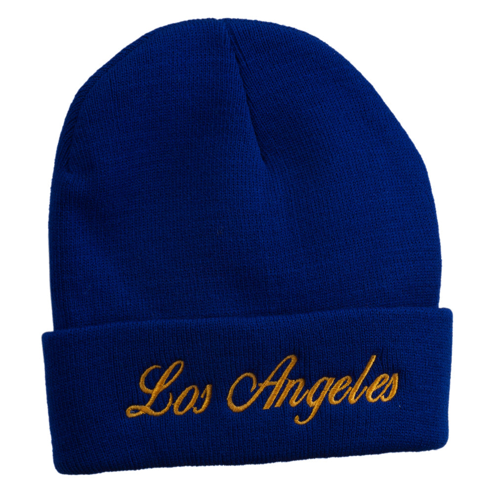 Los Angeles Embroidered Long Cuff Beanie - Royal OSFM