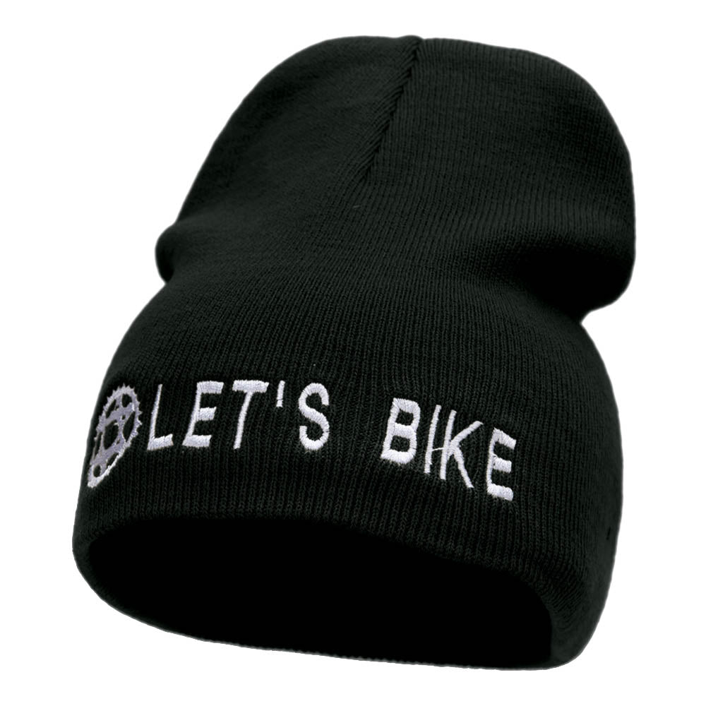 Let&#039;s Bike Embroidered Acrylic Short Beanie - Black OSFM