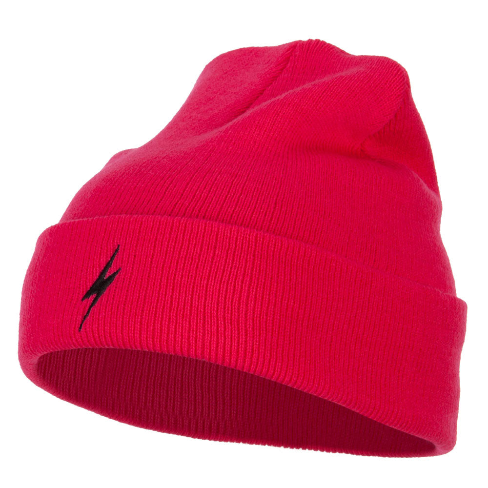 Lightning Bolt Embroidered Long Beanie - Magenta OSFM