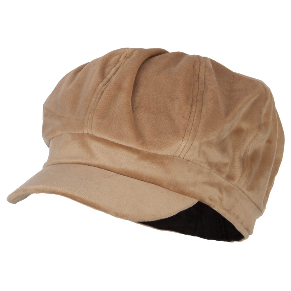 Classic Polyester Velvet Newsboy Hat - Oatmeal OSFM