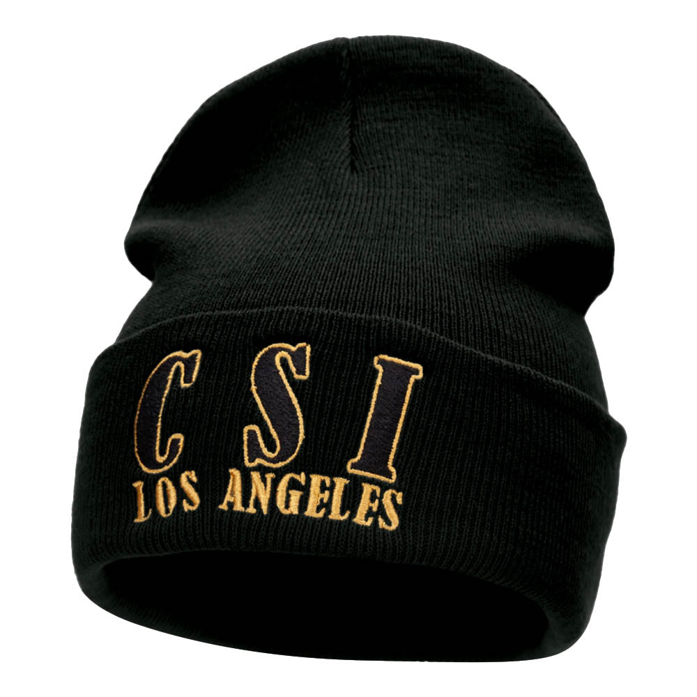CSI Los Angeles Embroidered 12 Inch Long Knitted Beanie - Black OSFM